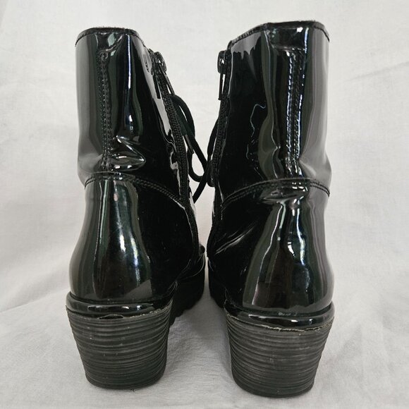 Fly London Patent Leather Lace-Up Wedge Ankle Boots - Black - 8.5 - Picture 6 of 14